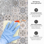 Mobile Preview: Küchenrückwand Platte Sanft Sandbeiges Nordischer Fliesenmix Produktdetailbild 3: Reinigung leicht gemacht!