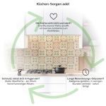Mobile Preview: Küchenrückwand Platte Beige Grüne Fliesen im Vintage Look Produktdetailbild 1: Küchen-Sorgen ade!