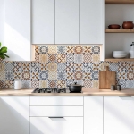 Mobile Preview: Küchenrückwand Platte Kupfer & Sonnengelbes Patchwork Design Hauptbild 1