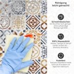 Mobile Preview: Küchenrückwand Platte Kupfer & Sonnengelbes Patchwork Design Produktdetailbild 3: Reinigung leicht gemacht!