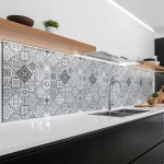 Mobile Preview: Küchenrückwand Platte Portugiesische Raute Kacheln in Grau Artikelbild 1