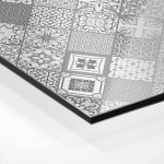 Mobile Preview: Küchenrückwand Platte Monochrome Azulejo‑Rauten in Grau Hover-Bild