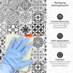 Mobile Preview: Küchenrückwand Platte Fliesenornamente in Grautönen Produktdetailbild 3: Reinigung leicht gemacht!