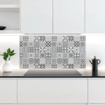 Mobile Preview: Küchenrückwand Platte Dynamisches Graues Patchwork Hauptbild 1