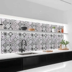 Mobile Preview: Küchenrückwand Platte Portugiesische Fliesenoptik in Graustufen Artikelbild 1