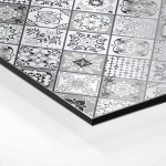 Mobile Preview: Küchenrückwand Platte Portugiesische Fliesenoptik in Graustufen Hover-Bild