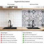 Mobile Preview: Küchenrückwand Platte Portugiesische Fliesenoptik in Graustufen Produktdetailbild 2: Hygiene und Gesundheit!