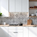 Mobile Preview: Küchenrückwand Platte Filigranes Rauten‑Mosaik in Grau Hauptbild 1