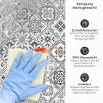 Mobile Preview: Küchenrückwand Platte Filigranes Rauten‑Mosaik in Grau Produktdetailbild 3: Reinigung leicht gemacht!