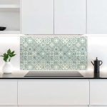 Mobile Preview: Küchenrückwand Platte Mediterrane Diamantmuster in Türkis & Rot Artikelbild 2