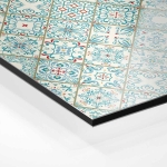 Mobile Preview: Küchenrückwand Platte Mediterrane Diamantmuster in Türkis & Rot Hover-Bild