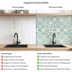 Mobile Preview: Küchenrückwand Platte Mediterrane Diamantmuster in Türkis & Rot Produktdetailbild 2: Hygiene und Gesundheit!