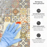 Mobile Preview: Küchenrückwand Platte Fliesenmuster in warmen Naturfarben Produktdetailbild 3: Reinigung leicht gemacht!