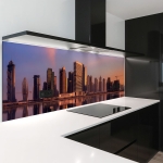 Mobile Preview: Küchenrückwand Platte Skylines im Morgenrot Hauptbild 1