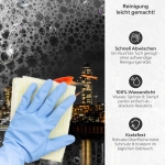 Mobile Preview: Küchenrückwand Platte Skylines-Lichter im Spiegel des Sees Produktdetailbild 3: Reinigung leicht gemacht!
