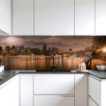 Mobile Preview: Küchenrückwand Platte Park mit Blick zur Skylines Artikelbild 1