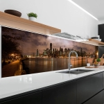 Mobile Preview: Küchenrückwand Platte Park mit Blick zur Skylines Hauptbild 1