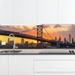Mobile Preview: Küchenrückwand Platte Brücke zur Metropole im Feurigem Licht Artikelbild 1