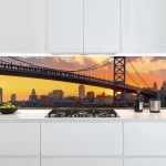 Mobile Preview: Küchenrückwand Platte Brücke zur Metropole im Feurigem Licht Artikelbild 2