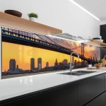 Mobile Preview: Küchenrückwand Platte Brücke zur Metropole im Feurigem Licht Hauptbild 1