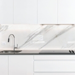 Mobile Preview: Küchenrückwand Platte Weißer Marmor mit Grauen Adern Artikelbild 3