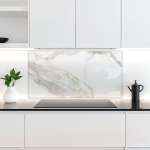 Mobile Preview: Küchenrückwand Platte Marmordesign mit Grauen Adern Artikelbild 1