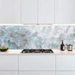 Mobile Preview: Küchenrückwand Platte Eisblauer Marmoroptik mit Kupferadern Artikelbild 1