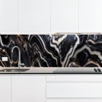 Mobile Preview: Küchenrückwand Platte Schwarzer Luxus Marmor Hauptbild 1