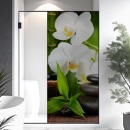 Mobile Preview: Sichtschutzfolie Dusche | Orchidee mit Balance-Stein und Bambus
