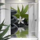 Mobile Preview: Sichtschutzfolie Dusche | SPA Steinbalance mit Blüte und Bambusblatt