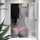 Mobile Preview: Sichtschutzfolie Dusche | Grazile Körperlinie im Bikini Bändchen