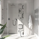 Mobile Preview: Sichtschutzfolie Dusche | Retro Quadrat Muster