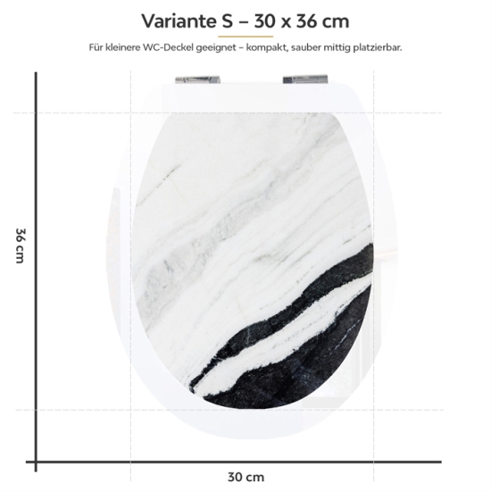 Mobile Preview: Wc-Deckel Aufkleber Marmoroptik weiß schwarz Variante 30 x 36 cm