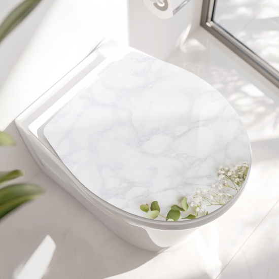 WC-Deckel Aufkleber Marmoroptik mit Blumen