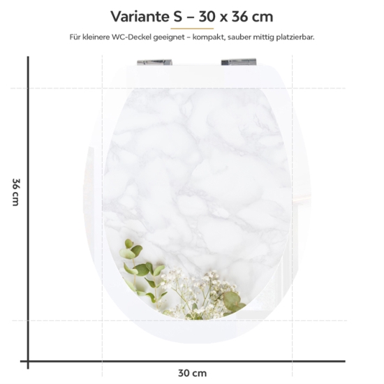 Mobile Preview: Wc-Deckel Aufkleber Marmoroptik mit Blumen Variante 30 x 36 cm