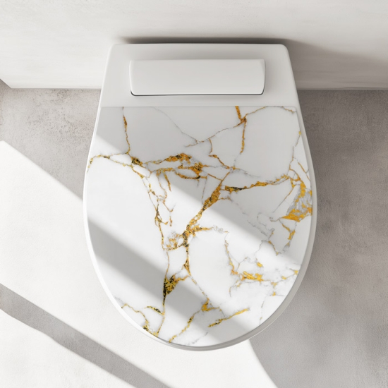 Mobile Preview: Wc-Deckel Aufkleber weiß goldener Marmoroptik Artikelbild 1