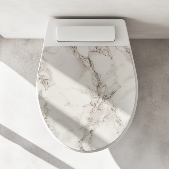 Mobile Preview: Wc-Deckel Aufkleber beiger Marmoroptik Artikelbild 1