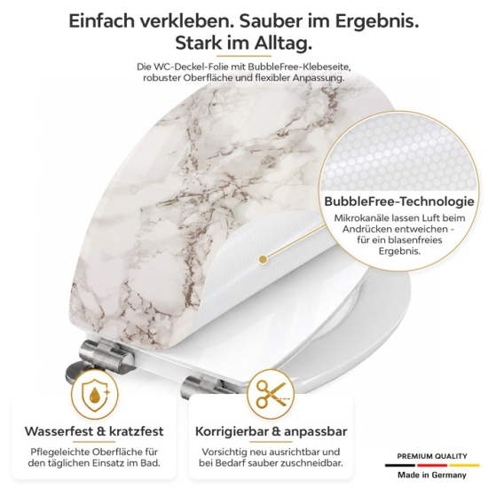 Mobile Preview: Wc-Deckel Aufkleber beiger Marmoroptik Detailbild 1
