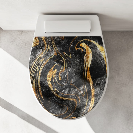 Mobile Preview: Wc-Deckel Aufkleber schwarz goldenes Marmoroptik Artikelbild 1