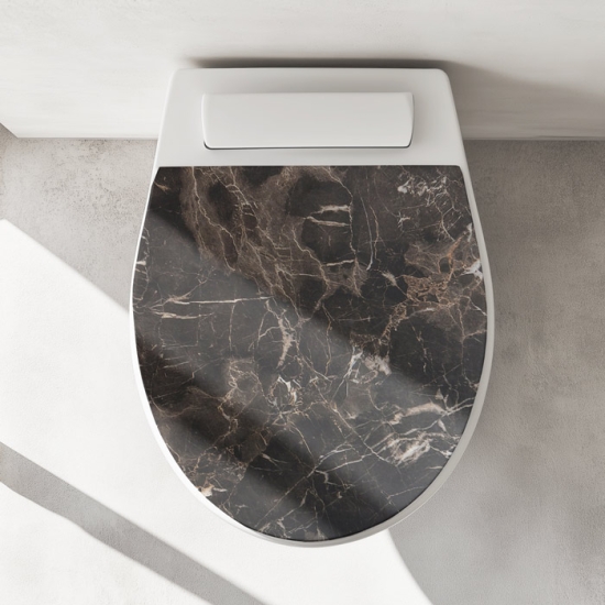 Mobile Preview: Wc-Deckel Aufkleber Marmoroptik in braun, hell Artikelbild 1