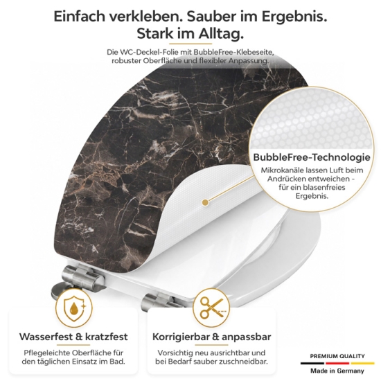 Mobile Preview: Wc-Deckel Aufkleber Marmoroptik in braun, hell Detailbild 1