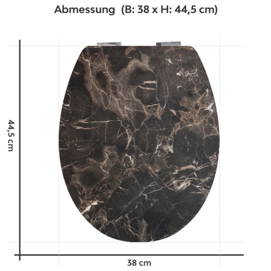 Mobile Preview: Wc-Deckel Aufkleber Marmoroptik in braun, hell Variante 38 x 44 cm