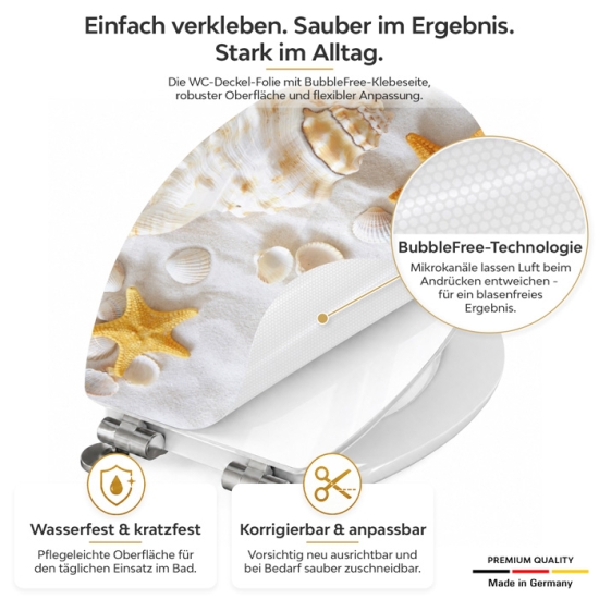 Mobile Preview: Wc-Deckel Aufkleber Muschel & Seesterne Detailbild 1