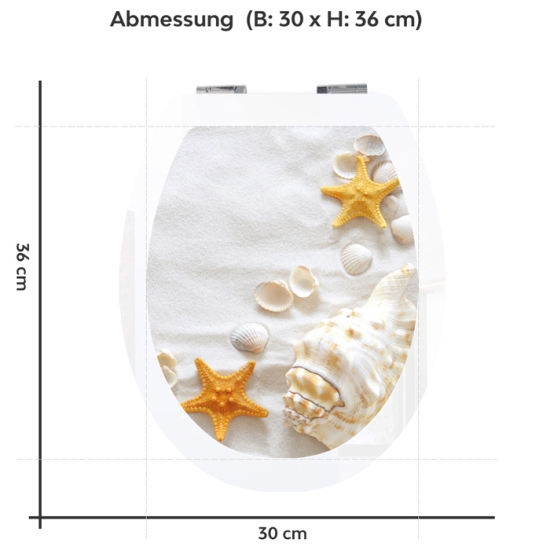 Mobile Preview: Wc-Deckel Aufkleber Muschel & Seesterne Variante 30 x 36 cm
