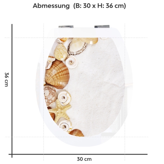 Mobile Preview: Wc-Deckel Aufkleber Shell & Starfish Variante 30 x 36 cm