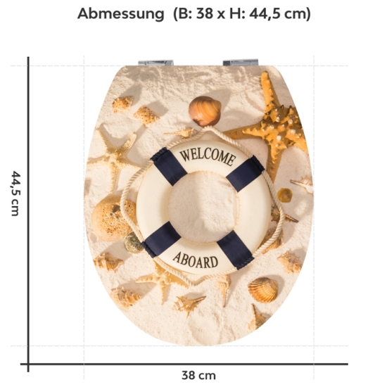 Mobile Preview: WC-Deckel Aufkleber Willkommen an Board Variante 38 x 44 cm