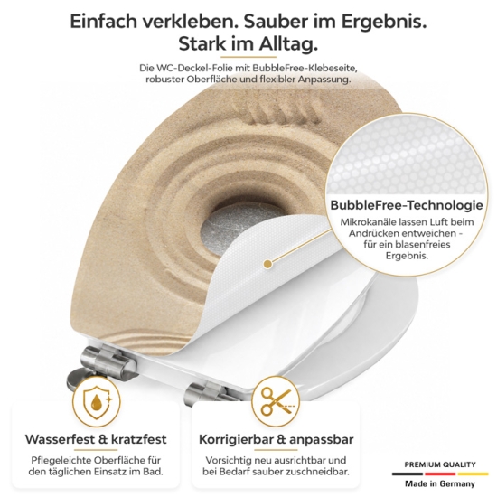 Mobile Preview: WC-Deckel Aufkleber Zen & Sand Detailbild 1