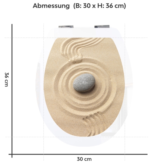 Mobile Preview: WC-Deckel Aufkleber Zen & Sand Variante 30 x 36 cm