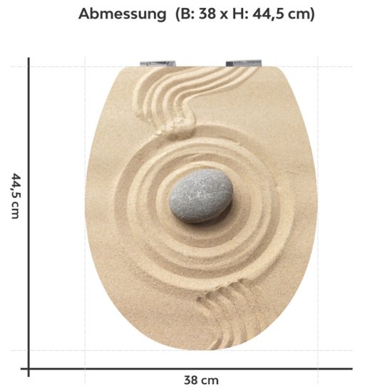 Mobile Preview: WC-Deckel Aufkleber Zen & Sand Variante 38 x 44 cm