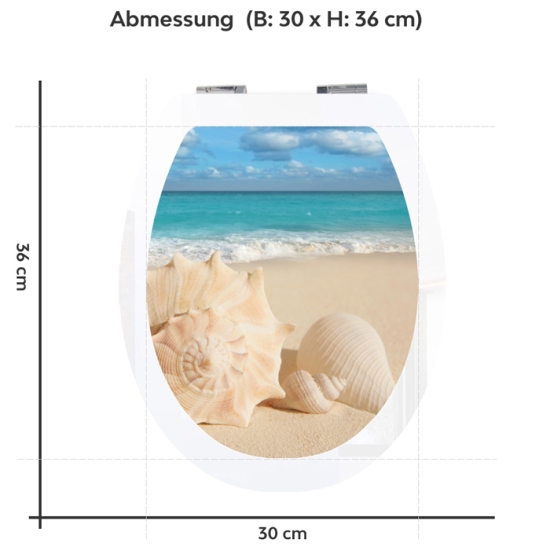 Mobile Preview: WC-Deckel Aufkleber Muschel am Meer Variante 30 x 36 cm